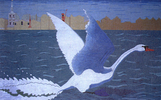 Swan Road mosaic mural by David John